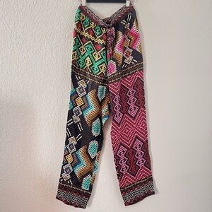 FARM Rio Yawanawa Scarf Multicolor Geometric Patterned Women's Pants Small